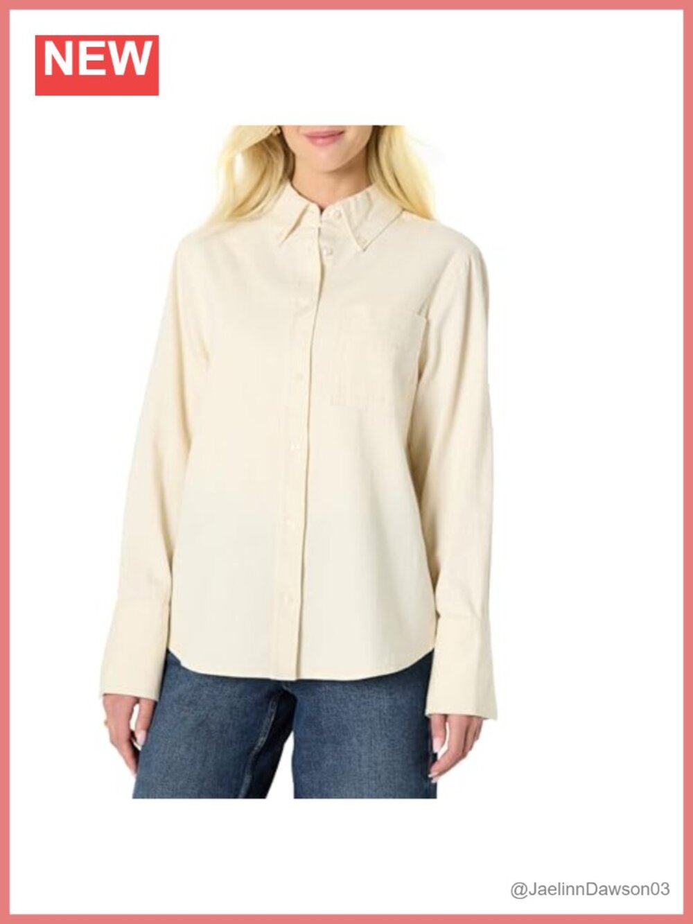 Oversized Cropped Denim Button-Down Shirt Chambray Point Collar